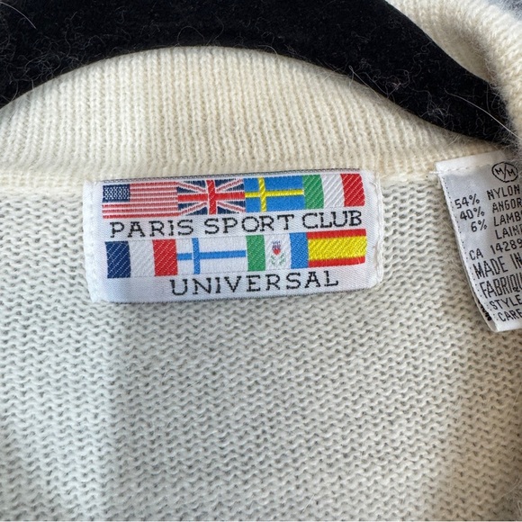 Vintage Paris Sport Club Cream Angora Lambswool Old Money Sweater Size Medium - Picture 6 of 14